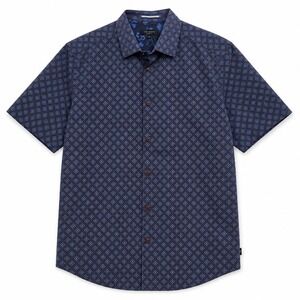 Ted Baker London Mens Large Shirt Size 4 Navy Geometric Floral Cotton Portugal